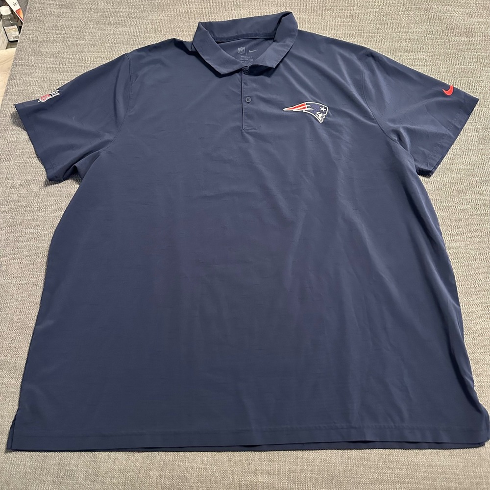 Nike Polo Shirt Mens 3XL Navy Blue New England Patriots NFL Dri-FIT